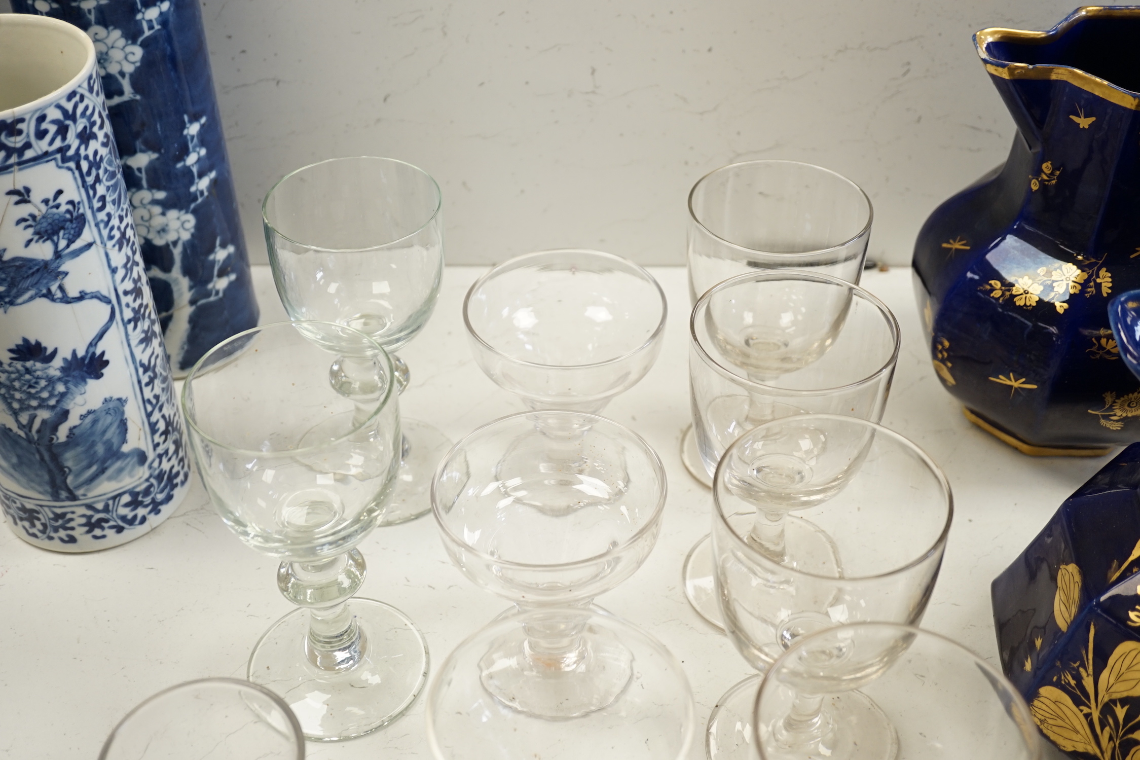 A group of Georgian and later glass rummers, tallest 18.5cm